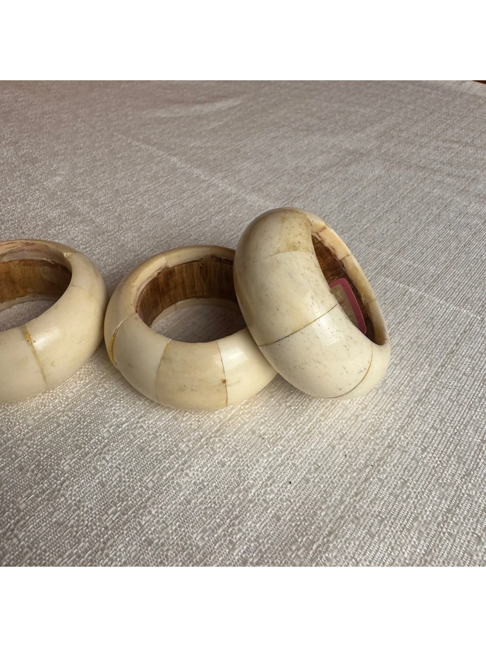 Vintage Audrey Ivory Tone Napkin Rings Set Of 4 Chunky Table Decor